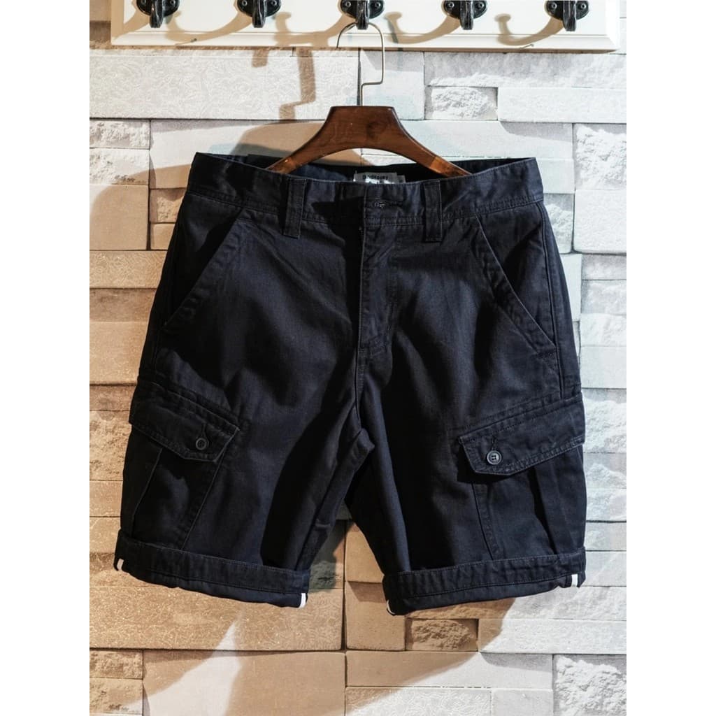 Shorts gerais masculinos estilo japonês Street wear Shawn Yue bolso grande solto Casual puro algodão resistente à sujeir