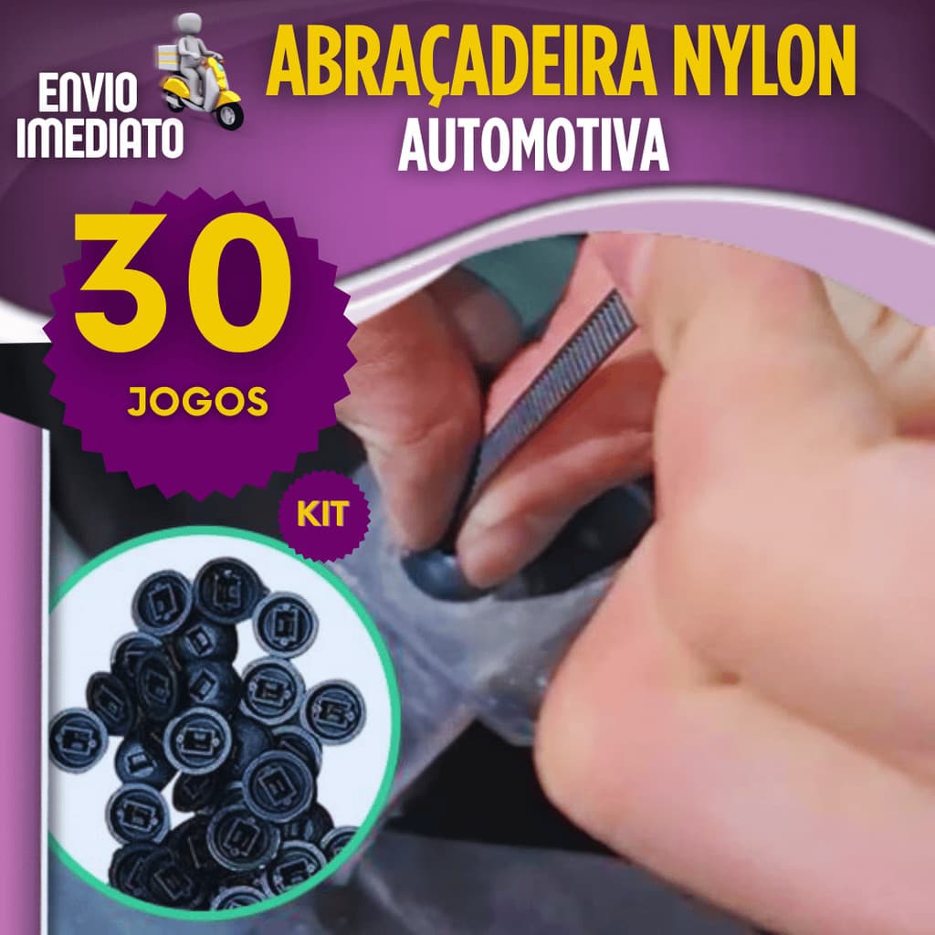 Kit 10/20/30 Abraçadeira de Nylon Automotiva T com Fecho Universal Resistente Fivela Cinta Multiuso