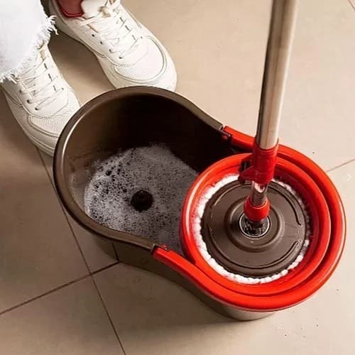 Mop Giratório com Esfregão, Balde e Rodo para Limpeza de Pisos, Azulejos e Cozinha