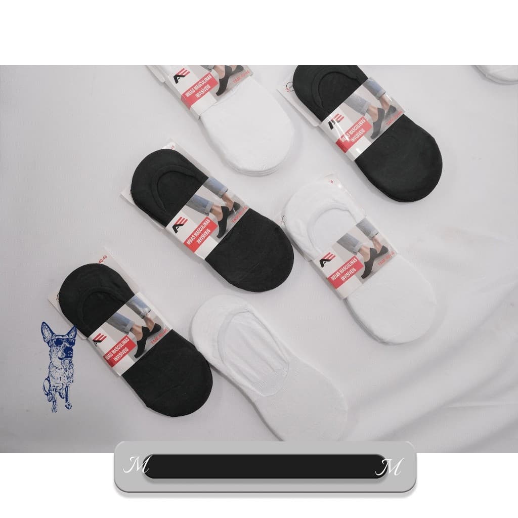 KIT MEIA INVISÍVEL SAPATILHA branco preta UNISSEX  MASCULINA /meia papelao.tamanho:40-46/2061