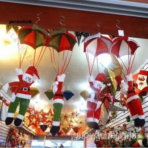 Pingente De Pára-Quedas De Ornamento De Papai Noel/Topper De Árvore De Natal/Paraquedas/UESH