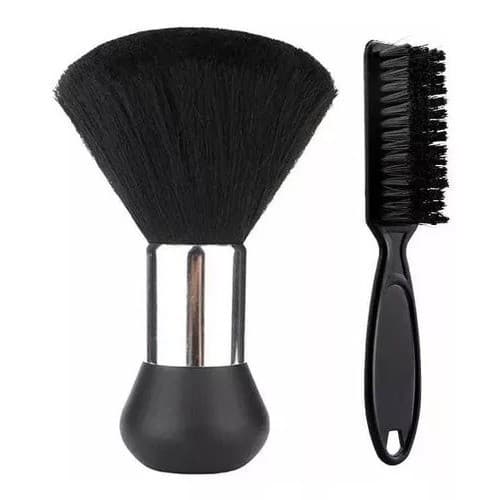 Kit Espanador Preto Pincel + Escovinha De Limpeza e Degrade Barber