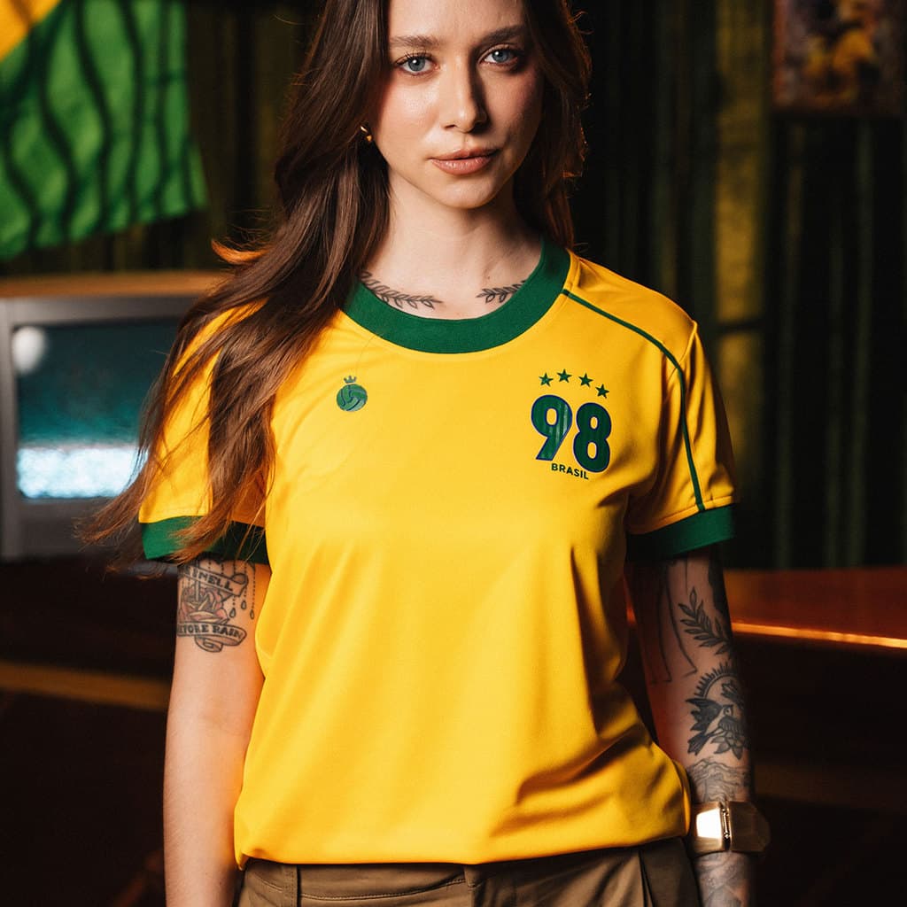 Camisa Brasil 1998 Retrô Feminina