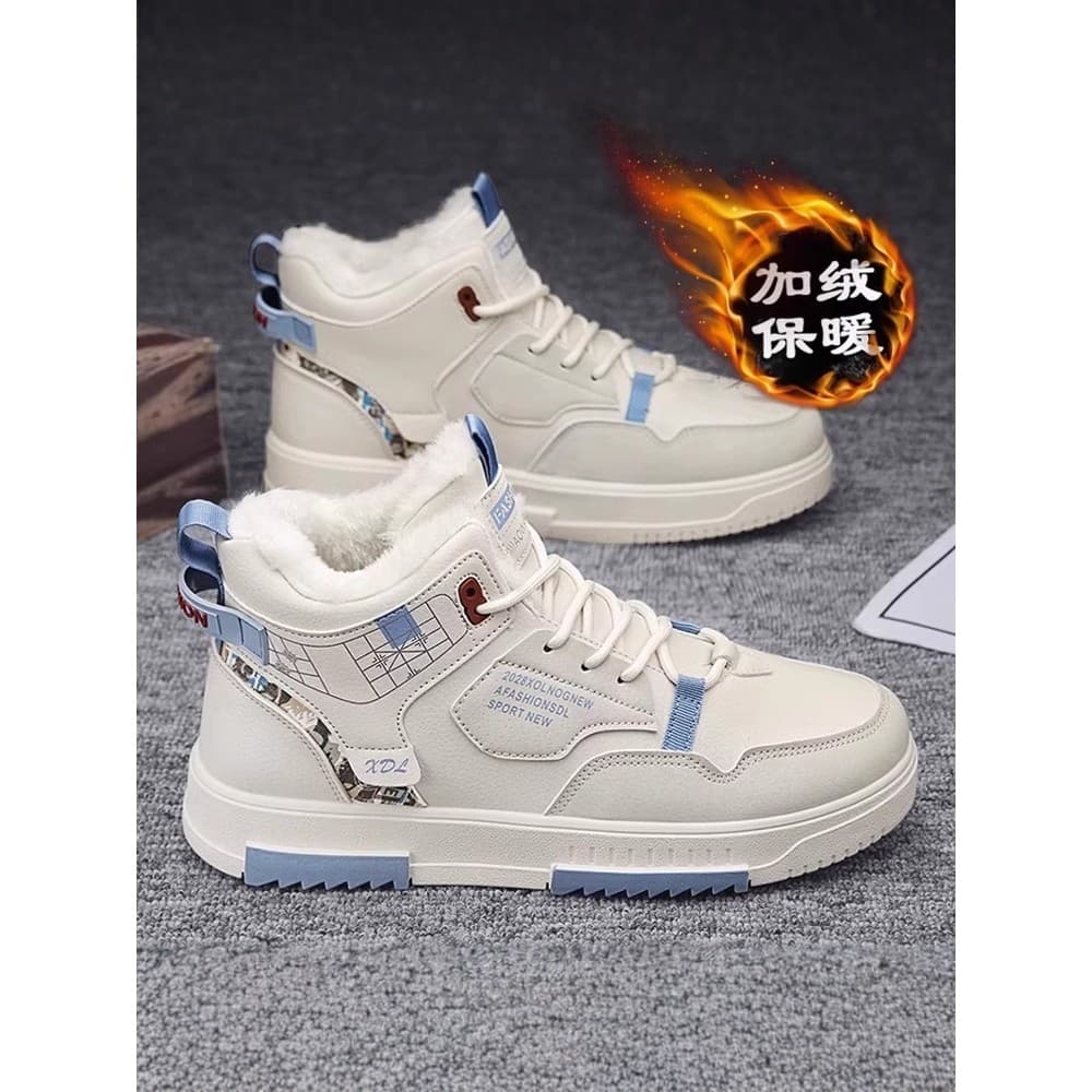 Sapatos masculinos de alta qualidade 2026 novo estilo inverno nordeste forro de lã engrossado sapatos de algodão quente