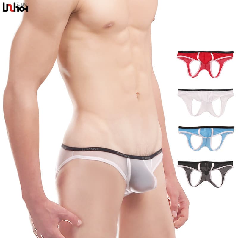 Esportes malha respirável cintura baixa U-convexo bolsa hip-lifting masculino tanga dupla roupa interior masculina hip-l