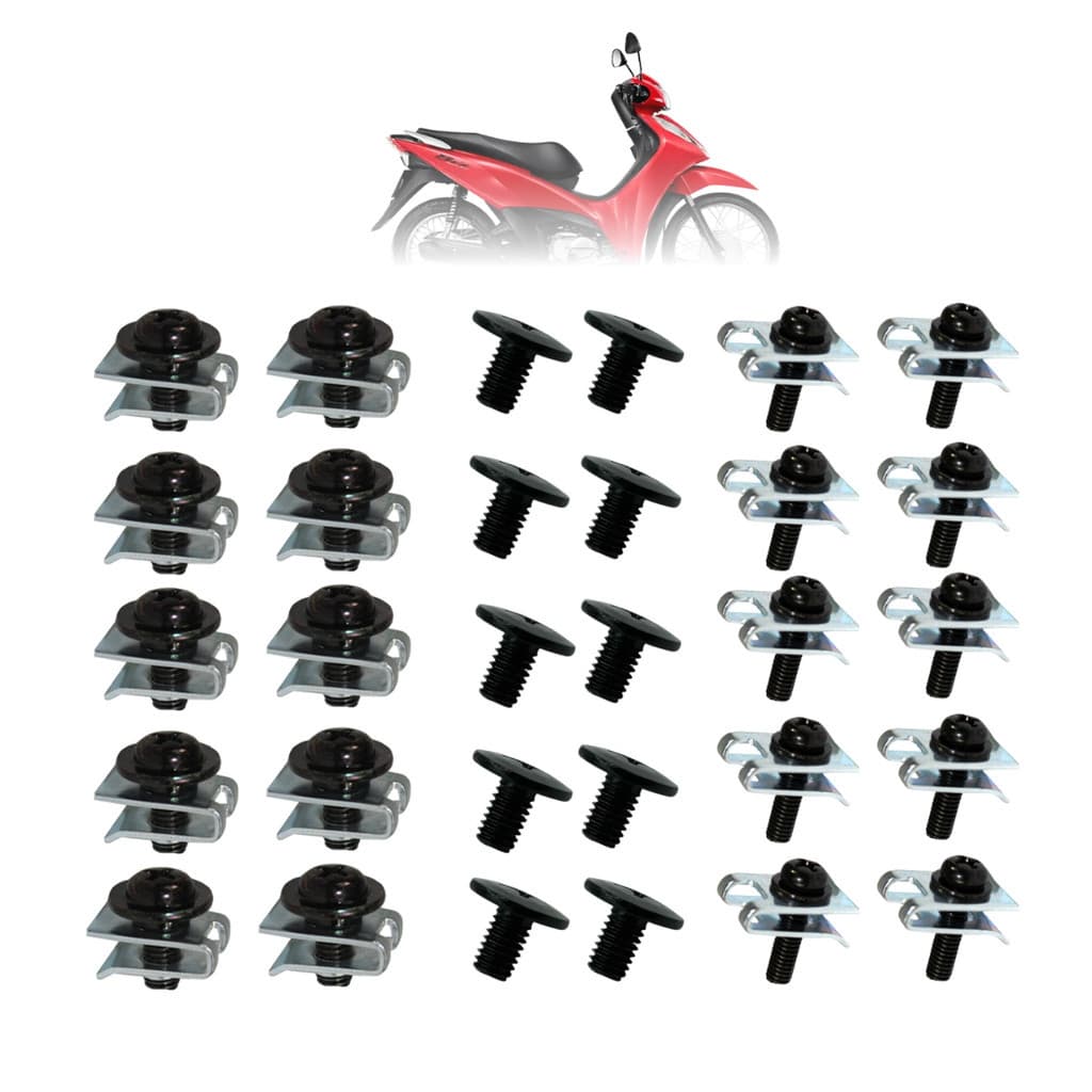 kit 30 Parafuso Bico Frontal + carenagem farol + Parafuso Protetor Pernas Biz 100 /Biz 110i/Biz 125