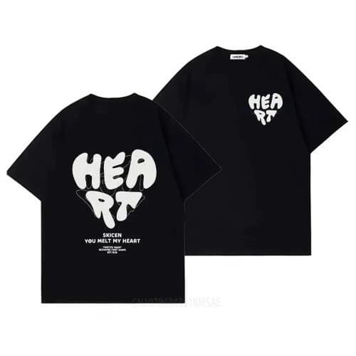 Camiseta Estampa Escrita Heart Formato Coração 100% Algodão