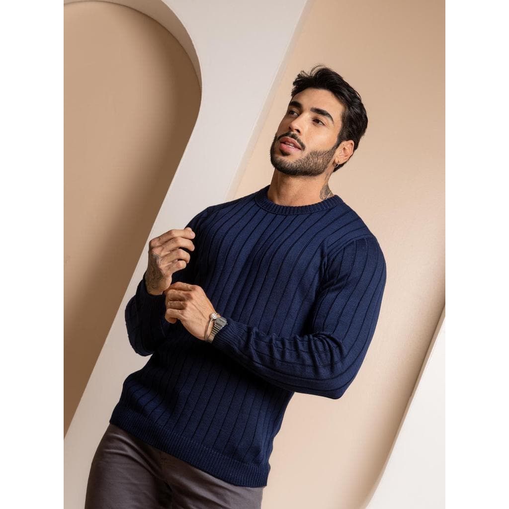 SUETER TRICOT CANELADO GOLA CARECA INVERNO 26