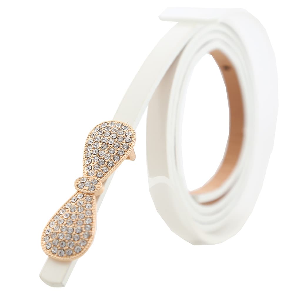 2019 verão feminino arco strass cheio de diamante com decoração diamante cinto fino com vestido estreito branco pequeno