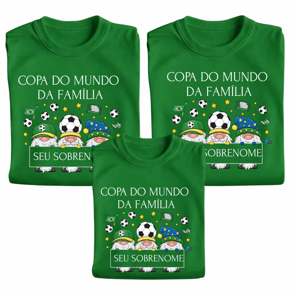 Kit 3 ou mais Camisetas Copa do Mundo da Família Sobrenome PERSONALIZADAS Conjunto Lindas Amor Jogos