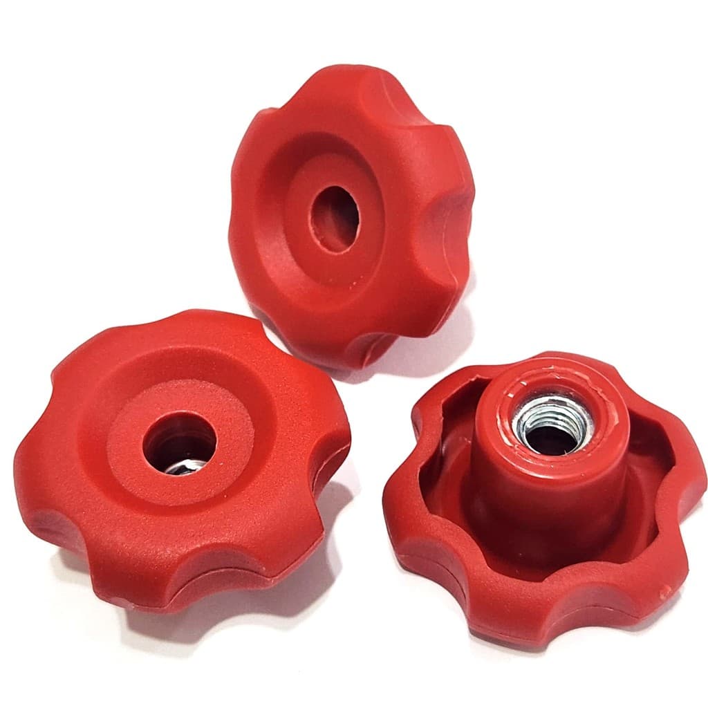 Manípulo Femea 8mm Rosca M8 Margarida Vermelha para Estante Prato de Bateria 3 un