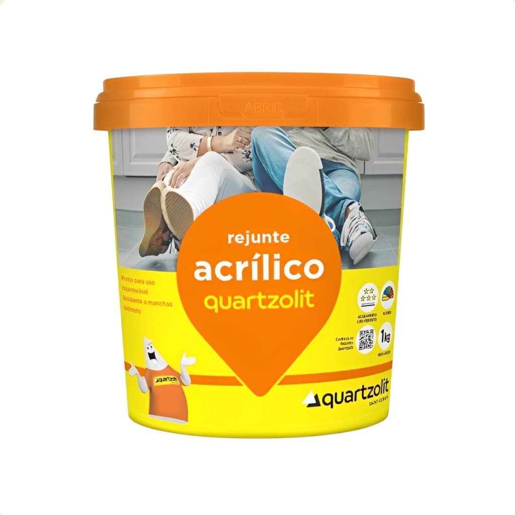 Rejunte Acrílico Flexível Quartzolit Pote 1kg Cores Antimofo Porcelanato Cerâmica