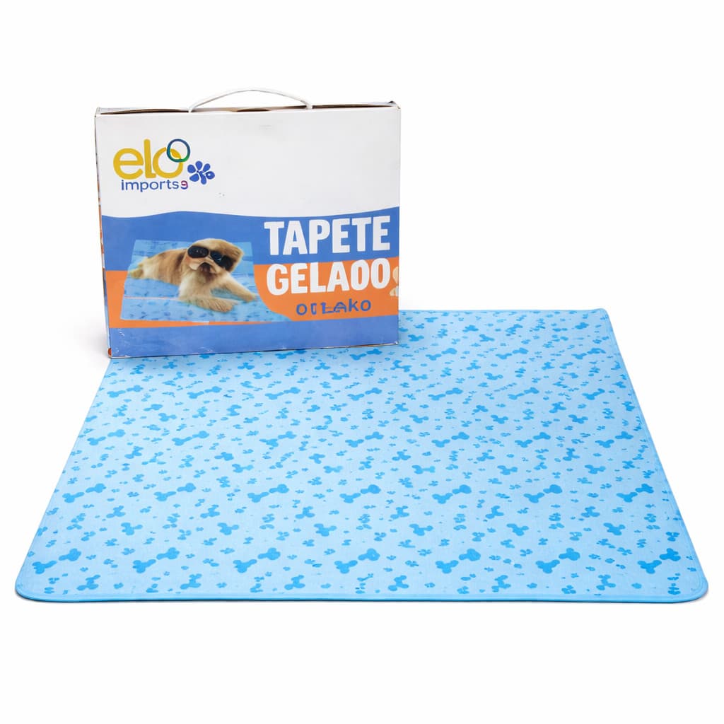 Tapete Gelado para Cães e Gatos Porte Grande 60x90 cm Tamanho Grande Atóxico e Confortável Estampa Ossinho