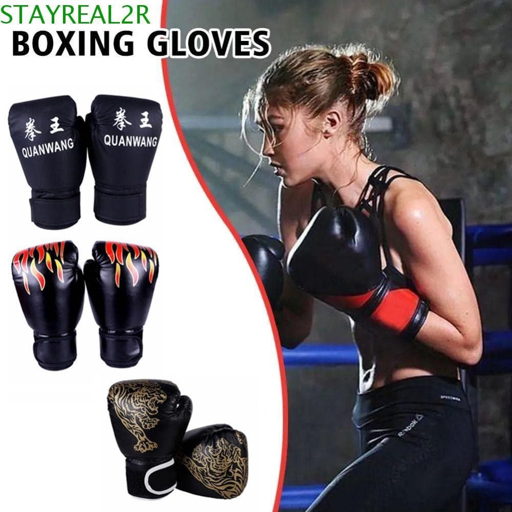 Luvas de Boxe Infantis STAYREAL2R, Luvas de Boxe Respiráveis em Couro PU para Adultos, Proteção Profissional Durável par