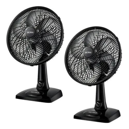 Kit 2 Ventiladores Ultra De Mesa V-ut-30  Silencioso 110v - 30 Cm Preto 127v P Plástico 6