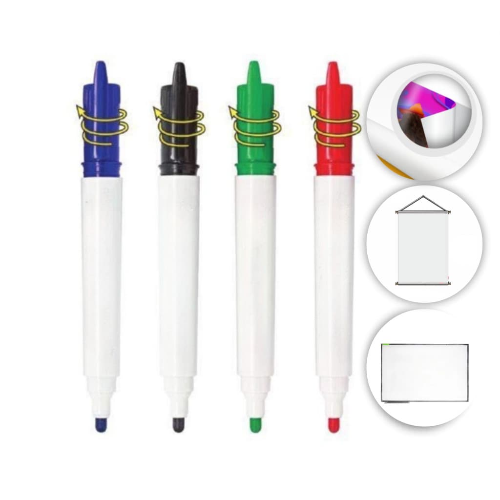 Kit Pincel Caneta para Quadro Branco, banner, adesivo, vidro , Recarregável