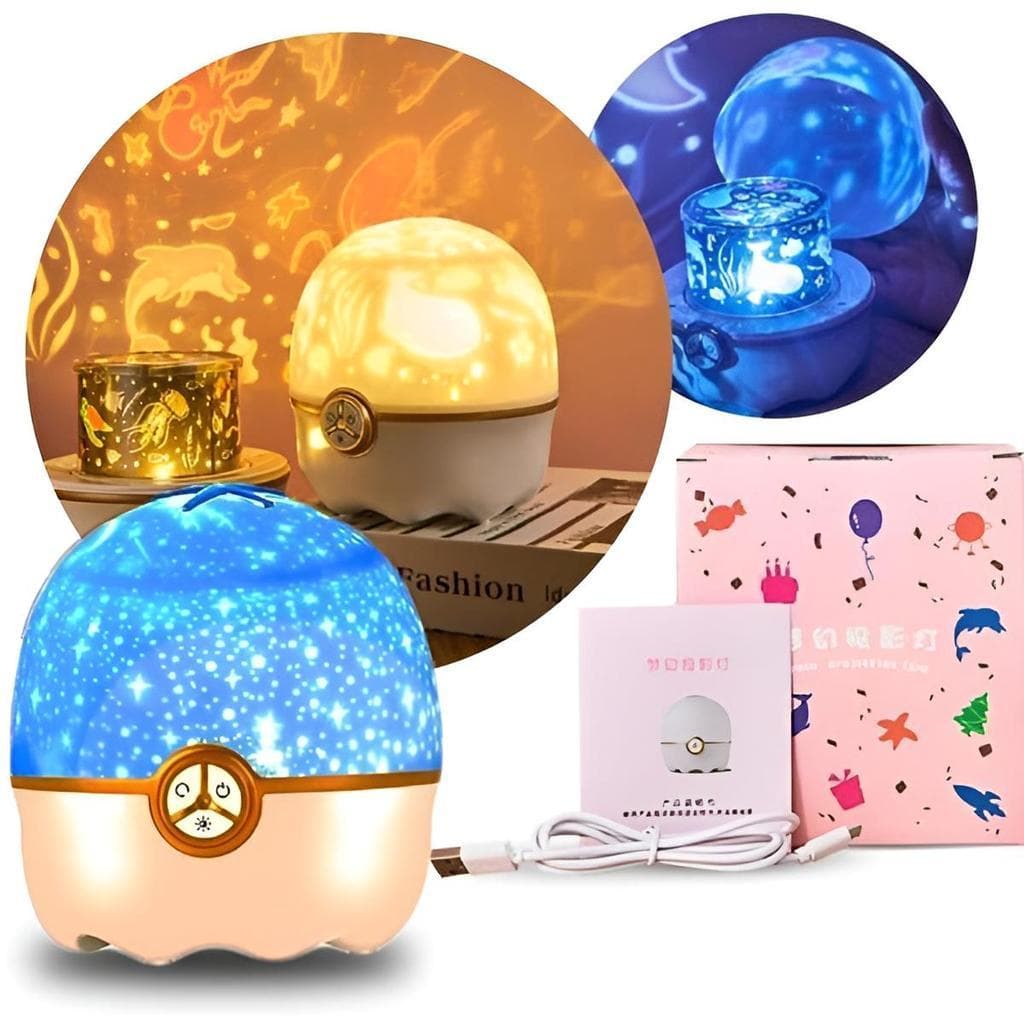 ABAJUR INFANTIL RECARREGÁVEL PROJETOR DE ESTRELAS LED PREMIUM PARA QUARTO DE BEBÊ LUZ NOTURNA DECORATIVO