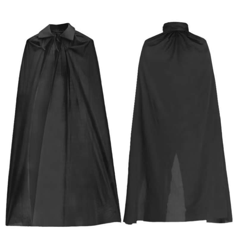 Capa Preta Fantasia Carnaval Adulto Halloween Com Gola 140cm Batman Vampiro Unisex