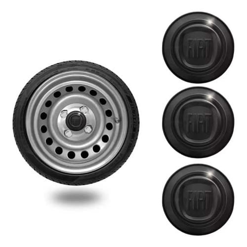 Jogo 4 Calotinhas Copinho Fiat Roda Ferro Fiorino Doblo Uno Preto