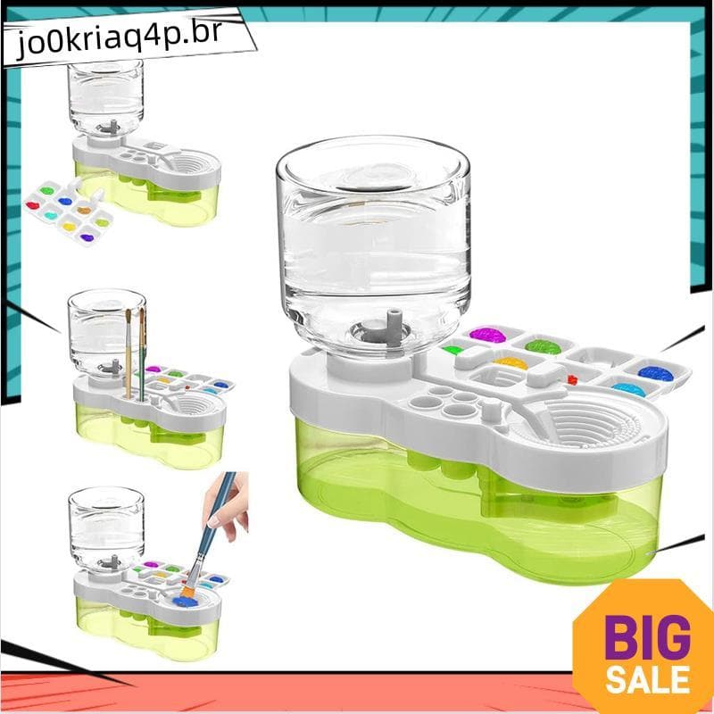 Limpador De Pincel Com Dreno E Suporte Para Crianças , Acessórios De Aquarela Verde