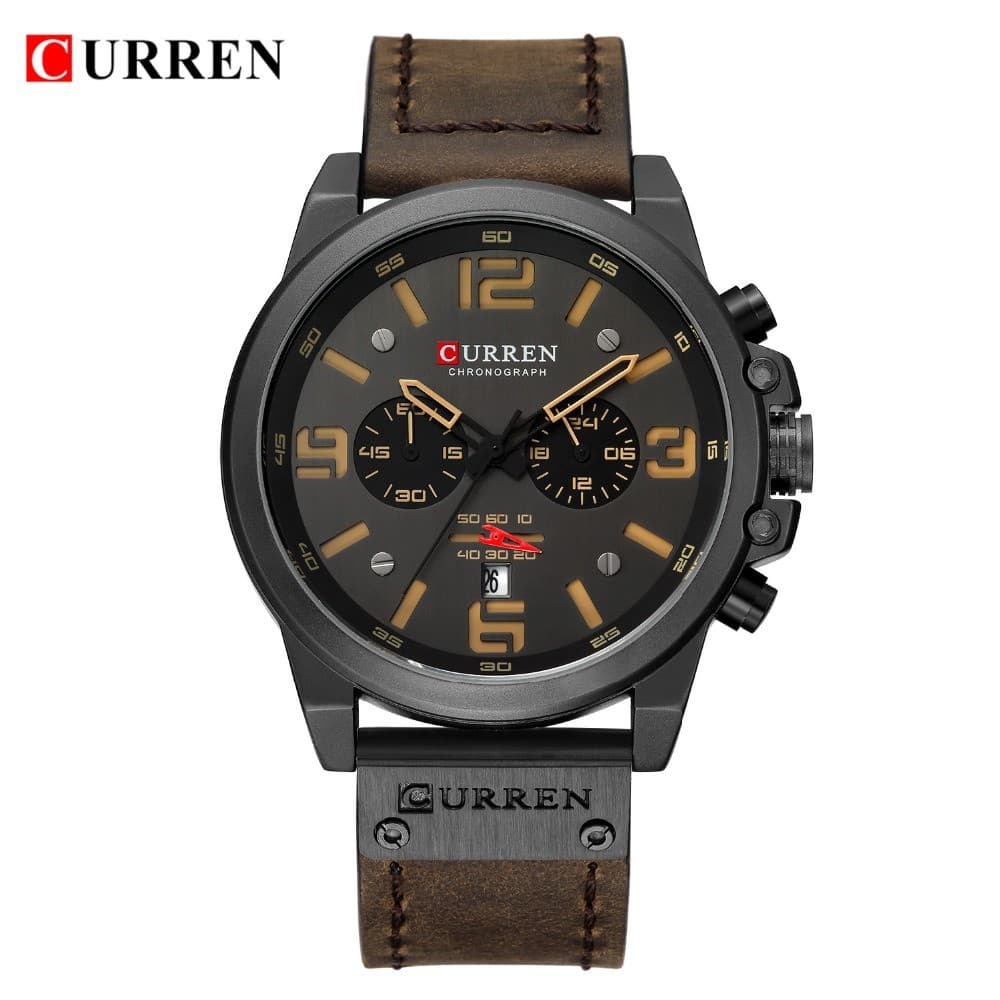 Relógio Masculino de Couro Curren 8314xa | Cronógrafo Militar de Luxo à Prova D'Água | Estilo Esportivo e Casual