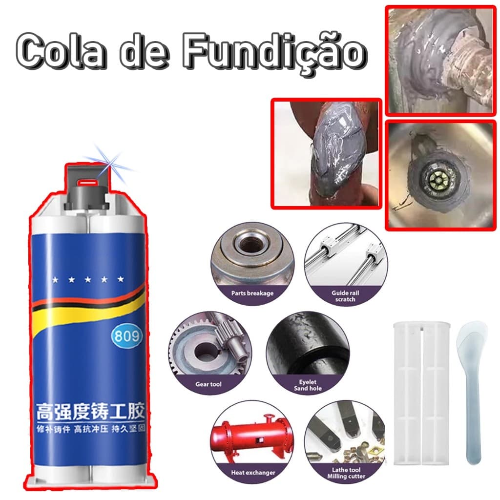 Cola de Fundição Resistente a Altas Temperaturas 100ML, Adesivo Impermeável para Reparo de Radiador e Tanque Metálico