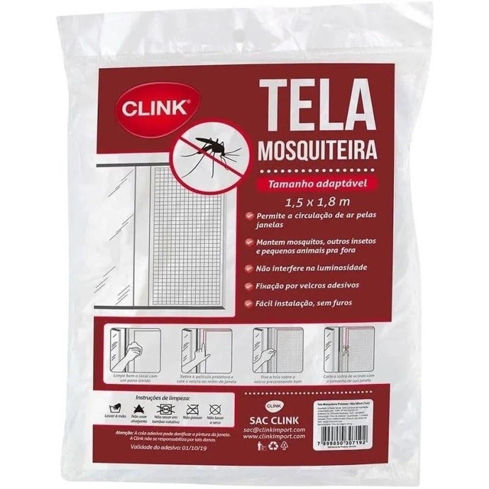 Tela Mosquiteiro De Poliester Para Janela Com Velcro 150x180cm