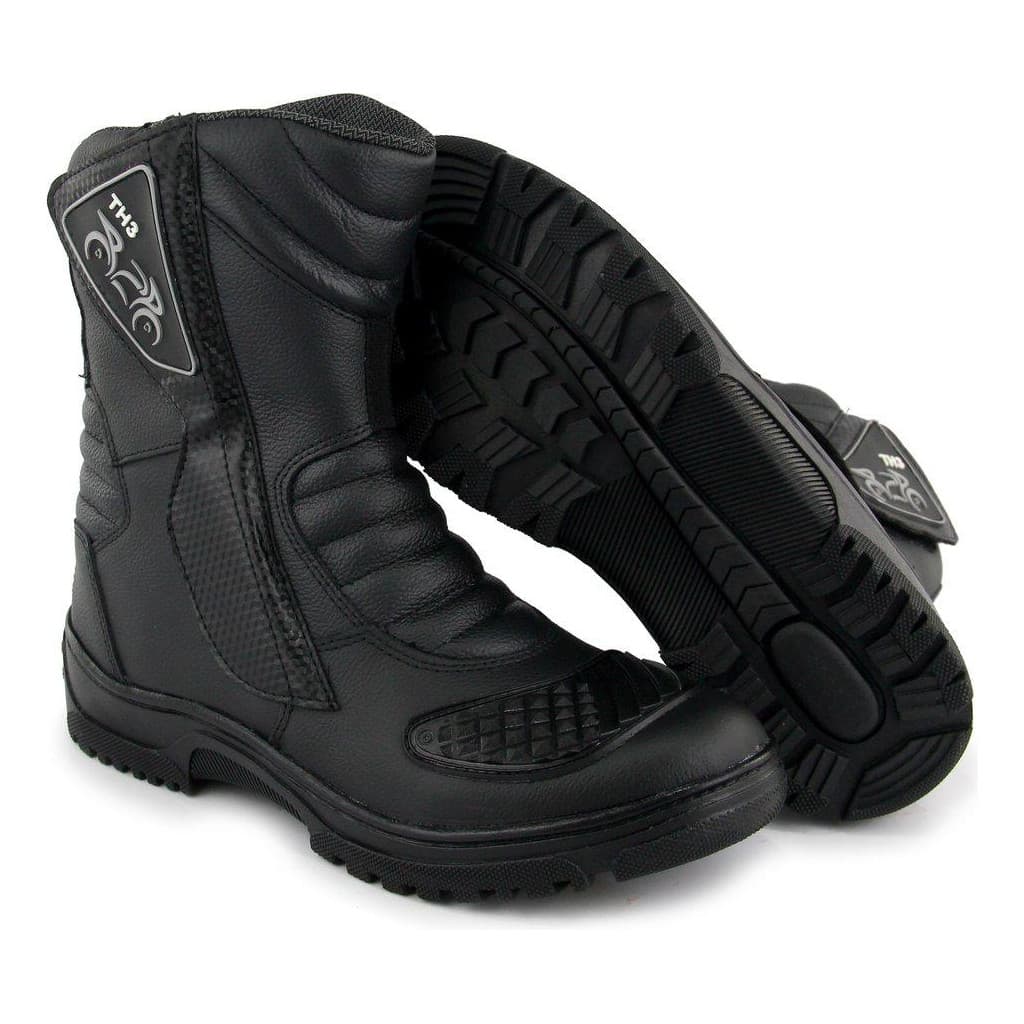Bota Motociclista Couro Legítimo Th3 Com Proteção Reforçada