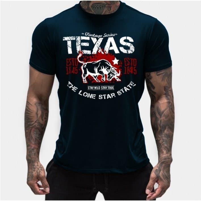 Camiseta Camisa Masculina Country Texas Vintage Camiseta Básica Masculina Algodão Premium