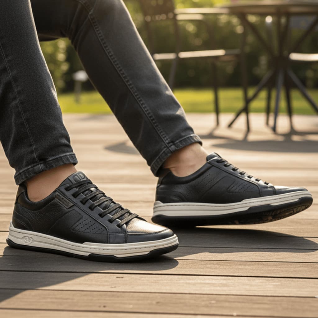 Sapatenis Masculino Democrata Couro Jay Tenis Casual Confortavel Leve