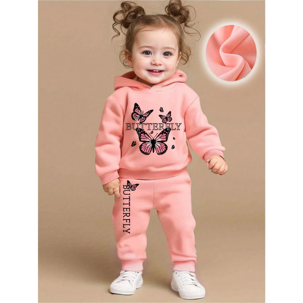 Conjunto Infantil Moletom Com Capuz Calça Blusa De Frio Menina 508