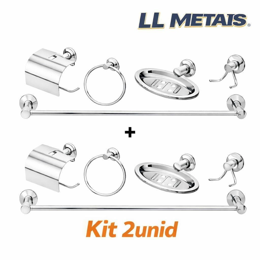 2 Kit acessórios para banheiro stander 5 peças aço inox e aluminio