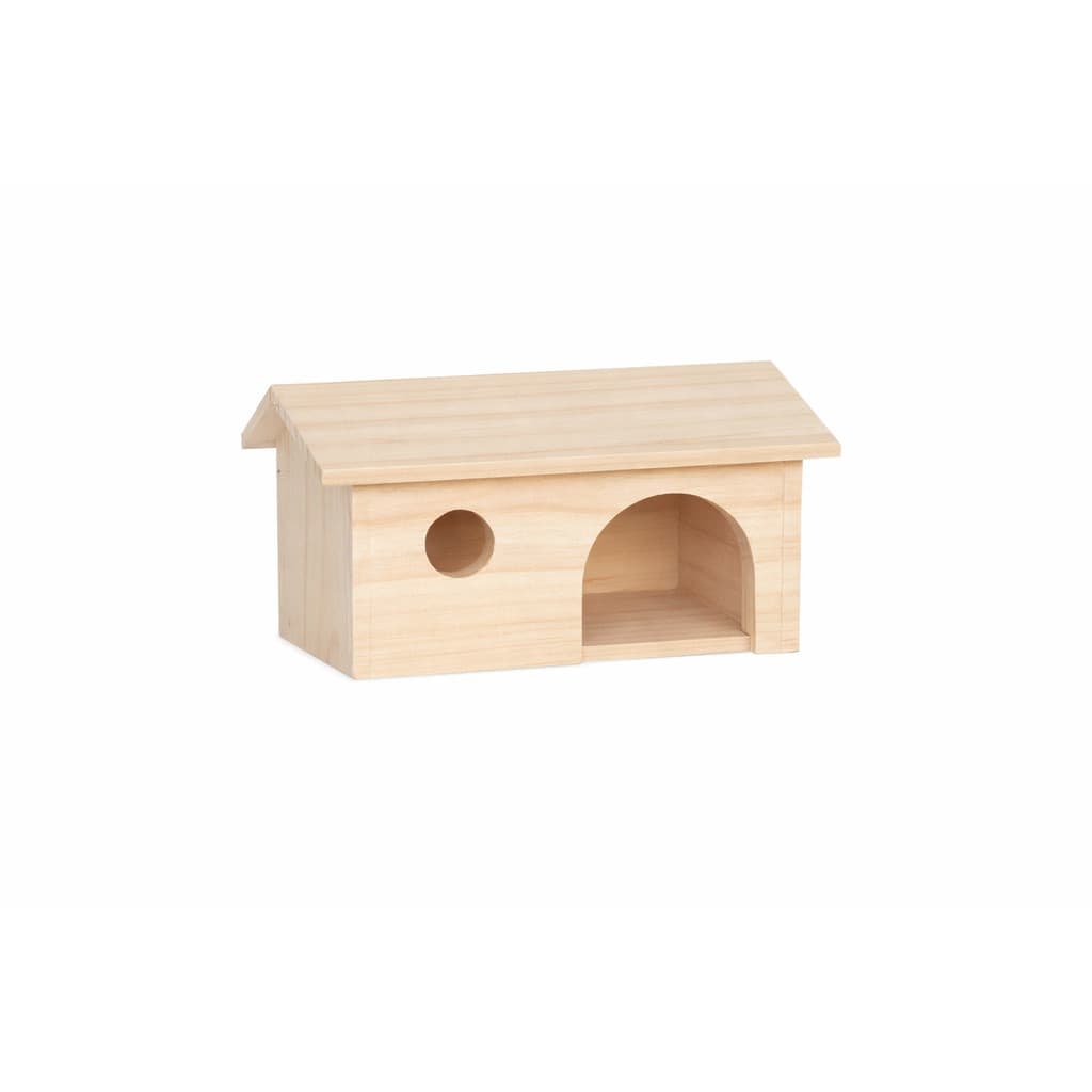 Casinha de Madeira Pinus para Hamster – Abrigo para Roedores Pequenos