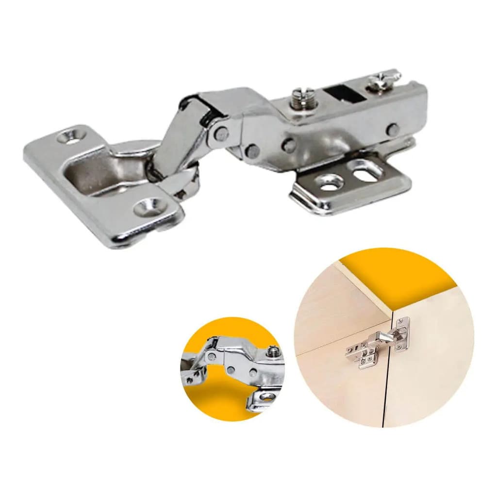 Kit 100 Dobradiças Curva Com Freio Amortecedor Caneco 35mm