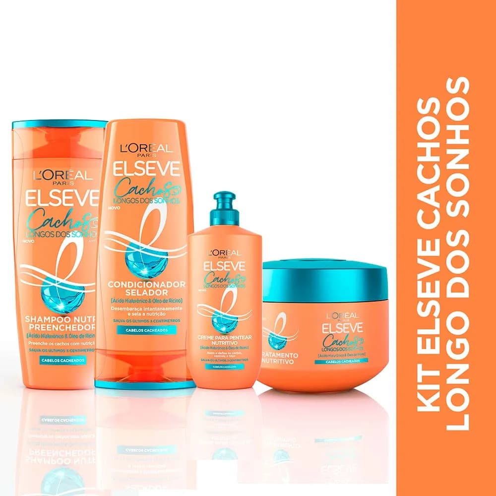 Kit Elseve Cachos Longos dos Sonhos Shampoo+ Condicionador+ Máscara+ Creme de Pentear