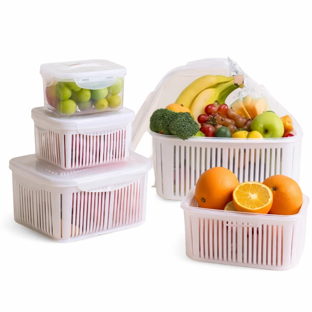 Kit Potes Herméticos 5pcs B-Max vedacao silicone pote conserva alimentos organizador cozinha