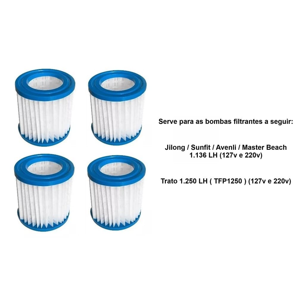 Kit com 04 unidades do cartucho refil filtro para bomba filtrante Jilong Modelo 1 para bomba 1136 LH cod 290587 (2 x 2)