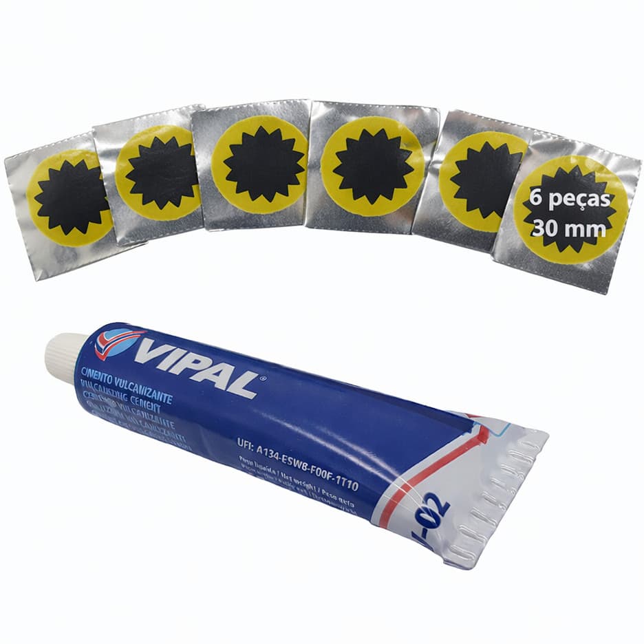 Kit 06 Remendos Tipo Estrela 3cm Bicicleta Moto + Cola Vipal CB-01