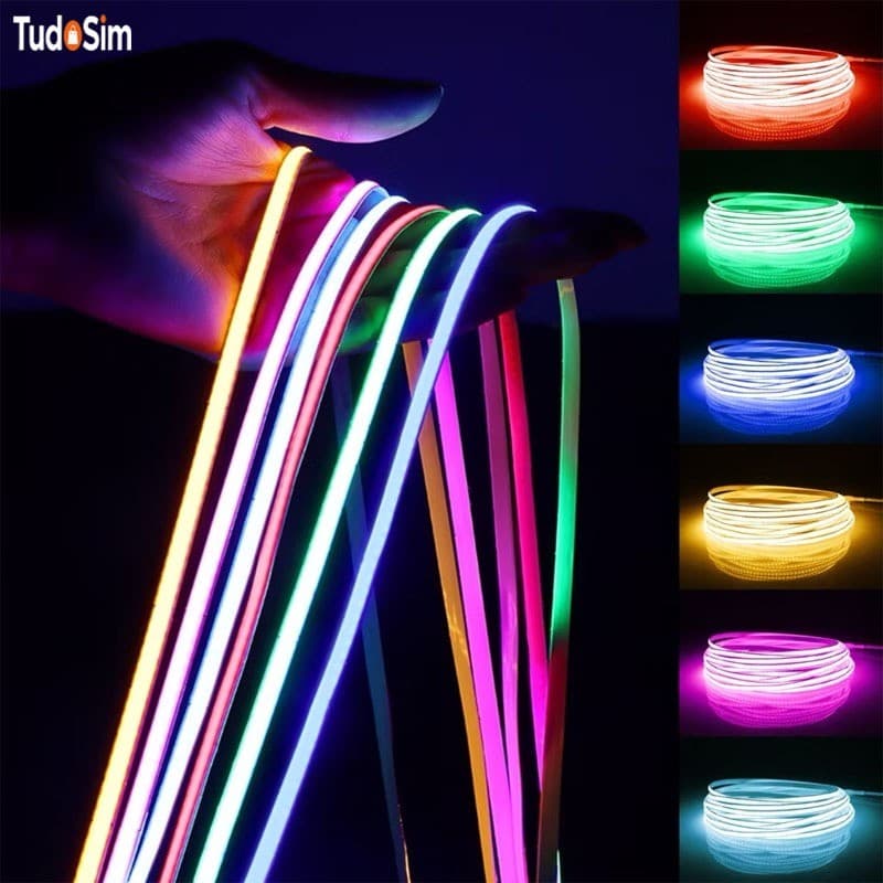 Fita de LED Mangueira Neon 5 Metros IP65 Flexível Alto Brilho 11 Cores，Com ou Sem Fonte