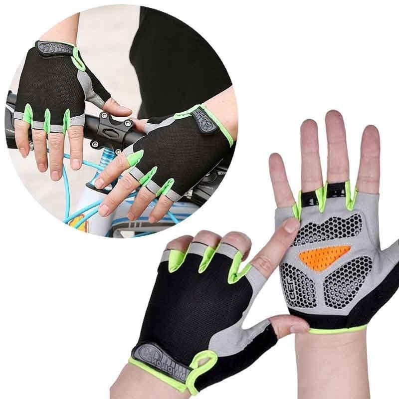 Luvas de Ciclismo e Motociclismo em Silicone Antiderrapantes e Antissuor para Homens e Mulheres, Luvas de Meio Dedo Resp