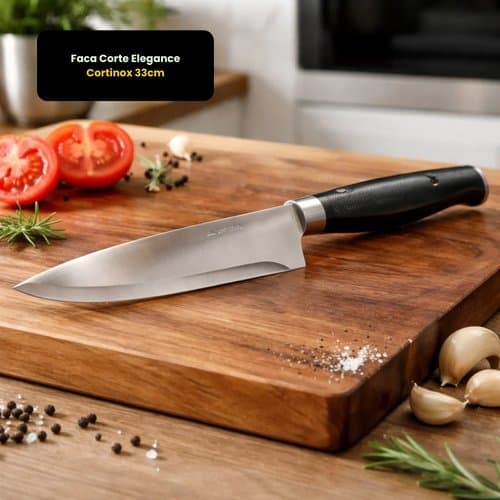 Faca Cozinha 33cm Lâmina Longa Resistente Aço Inox Corte Preciso Churrasco Carne