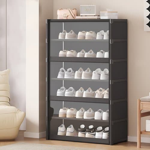 Estante Organizador Modular Seis Prateleiras Preto Multiuso Compacto Durável