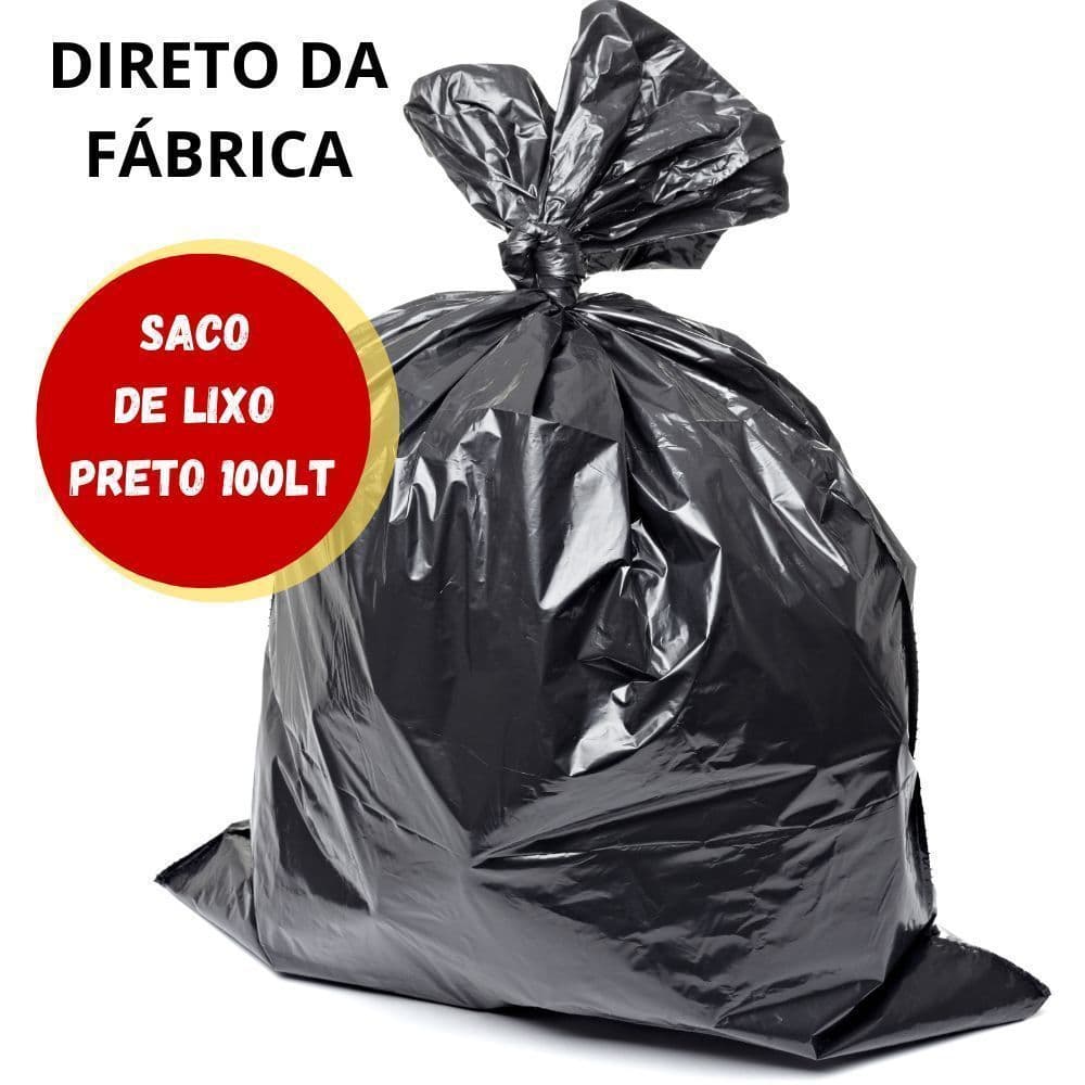 Saco de Lixo Preto 100 Litros  Comum e resistente- Direto da fábrica com 25, 50 ou 100 unidades
