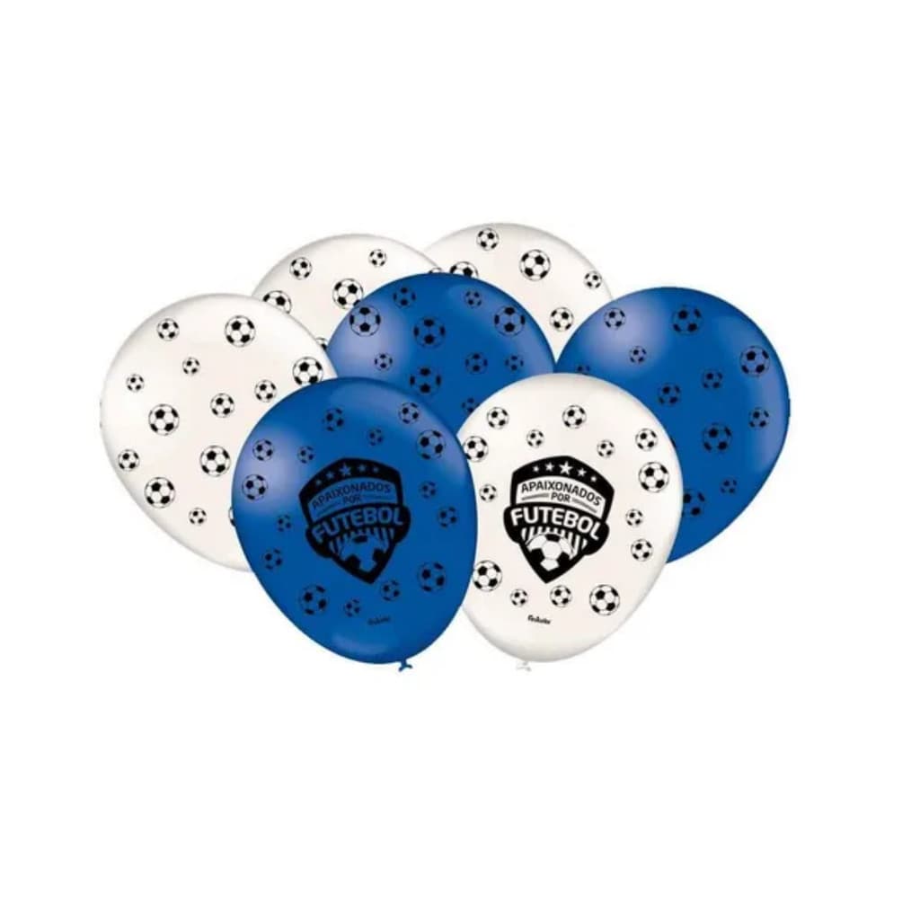 Bexiga Especial Futebol - Azul e Branco Festcolor com 25un