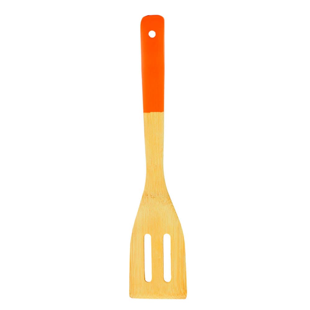 Espátula Reta Vazada de Bambu Nature 30cm Laranja Mai Home