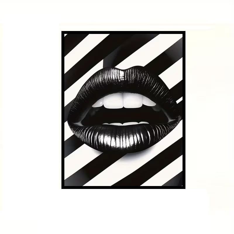 Quadro decorativo Boca Preto Branco Luxo Clinica ha Decoração Sala Quarto Escritorio Hall