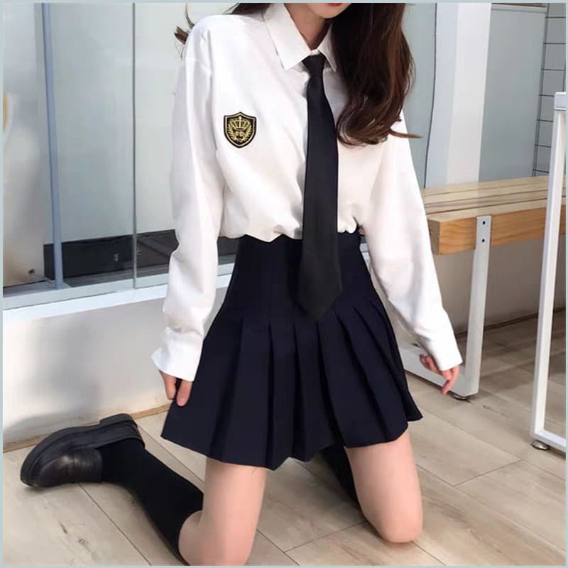 Camisa branca feminina uniforme outono inverno de manga comprida japonês jk gravata camisa estudante graduação estilo Pr