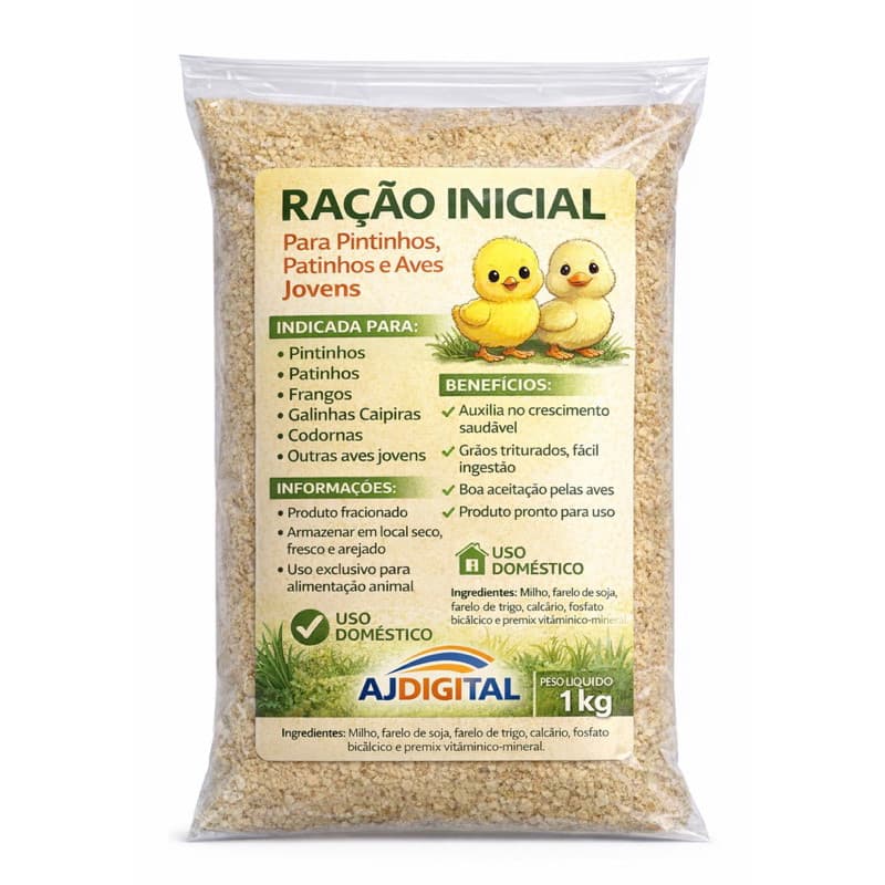 Ração para Pintinhos patinhos frangos angola 1kg – Crescimento Rápido e Saudável preforte