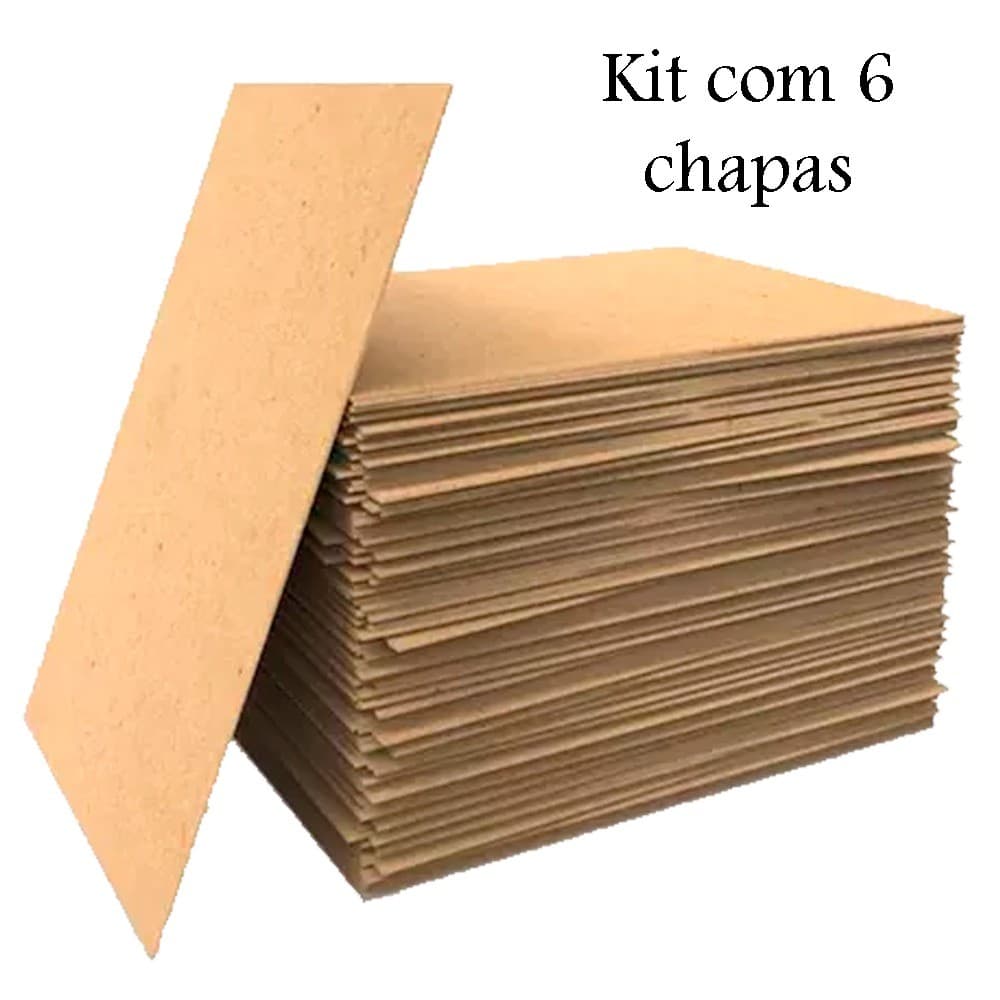 Kit Placa Chapa Mdf Cru 60x90 3mm 6 unidades