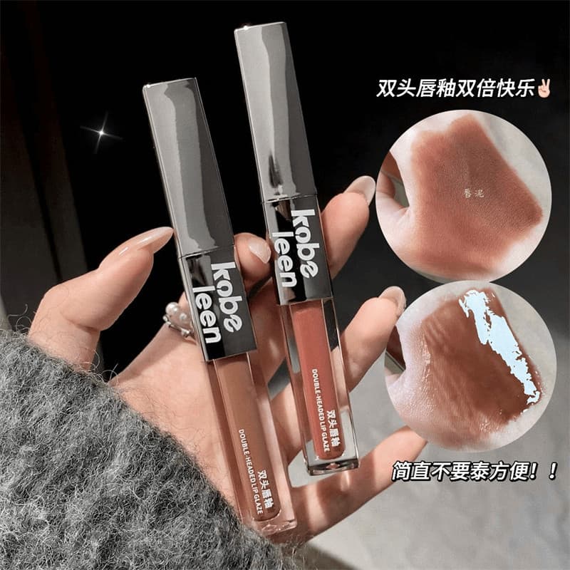 Esmalte labial de duas cabeças, espelho de veludo fosco, lama labial, brilho de água, óleo labial, hidratante, copo anti
